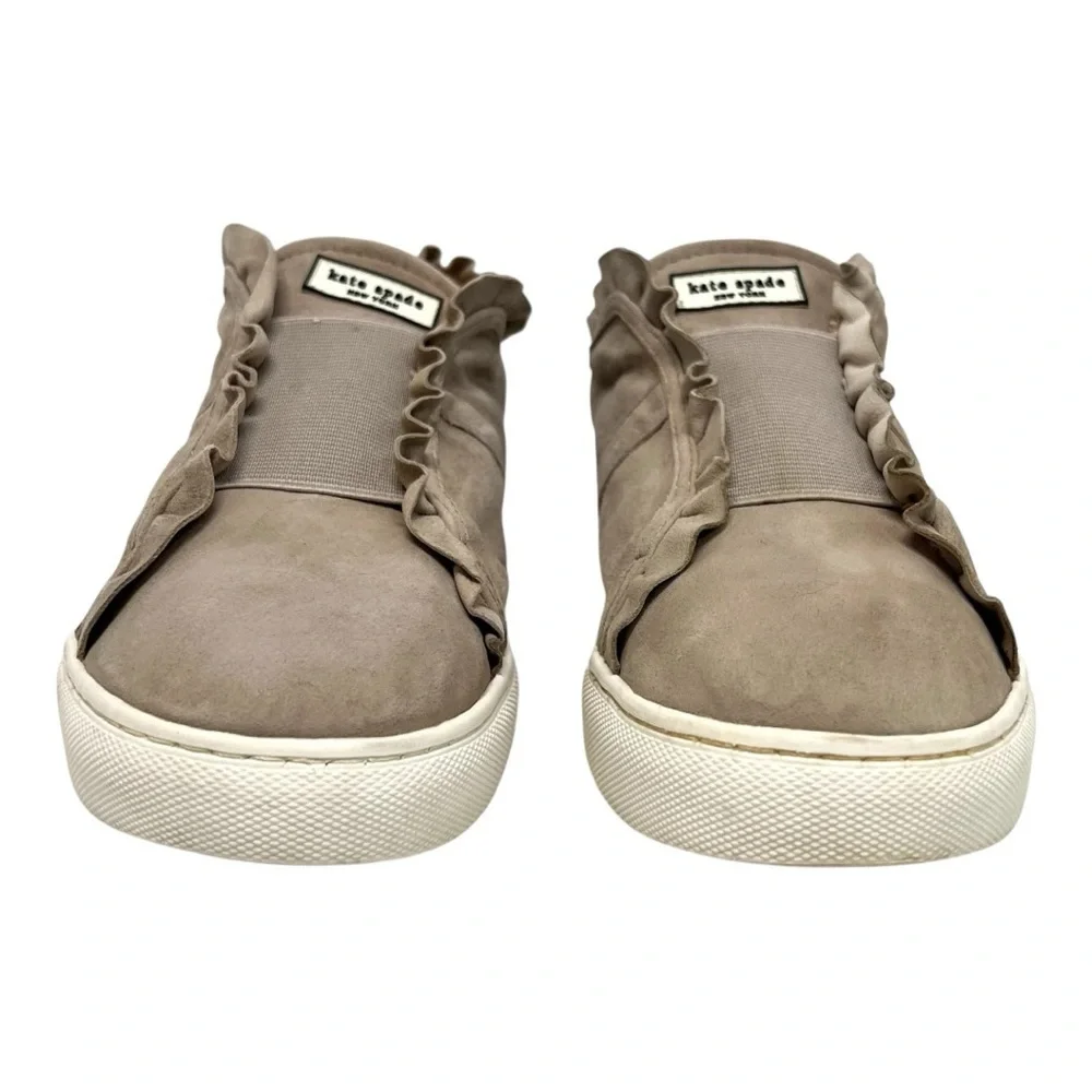 Kate Spade New York Lance Ruffle Trim Gray Taupe Slip On Sneakers Women’s 7